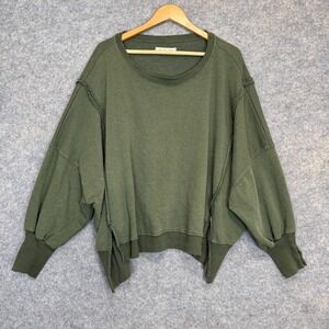 Free People We the Free Camdem Sweatshirt Womens Small Oversized Green Slouchy